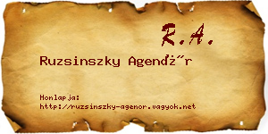 Ruzsinszky Agenór névjegykártya